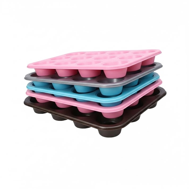 عام صينيه كب كيك جرانيت 12عين هي الخيار المثالي لعشاق الكيك. تتميز هذه الصينية بجودة عالية ومرونة تجعلها مثالية للاستخدام اليومي. بفضل تصميمها الفريد، يمكنك استخدامها لعمل كب كيك شهي وفطائر ووافل بسهولة وراحة. - Image 3